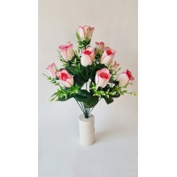 Rožių puokštė 12 žiedų, balta/rožinė sp., G2196