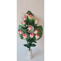 Rožių puokštė plokščia, ružava su baltu, G2195