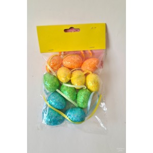 Dekoratyviniai spalvoti kiaušiniai pakabinami 12 vnt, G1286