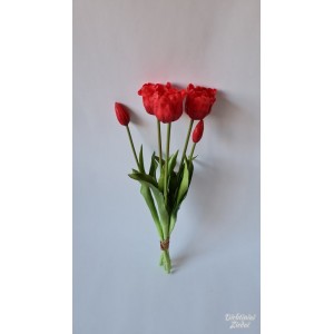 Tulpių silikoninių puokštė pražydėjusių, raudona sp., 45 cm