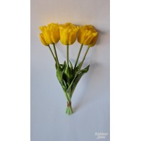 Tulpių silikoninių puokštė pražydėjusių, geltona sp., 45 cm