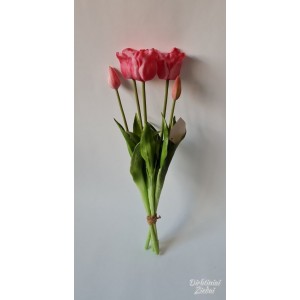 Tulpių silikoninių puokštė pražydėjusių, rožinė sp., 45 cm