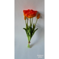 Tulpių silikoninių puokštė pražydėjusių, oranžinė sp., 45 cm