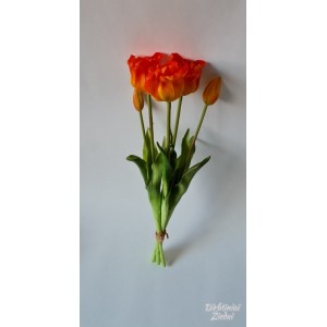 Tulpių silikoninių puokštė pražydėjusių, oranžinė sp., 45 cm
